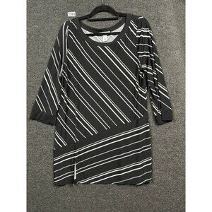 White House Black Market Tunic Dress Womens XL Black and White Striped Casual